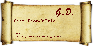 Gier Dionízia névjegykártya